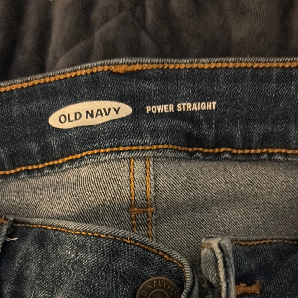 Old Navy Blue Straight Leg Jeans with Worn-In Look Power Straight size 8